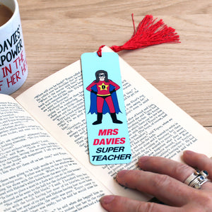 Superhero Teacher Personalised Bookmark - female teachers