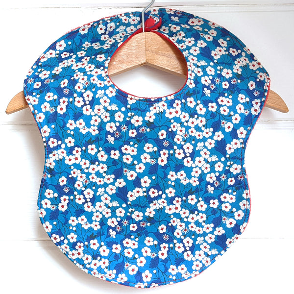 Liberty fabric bib - blue and red Mitsi